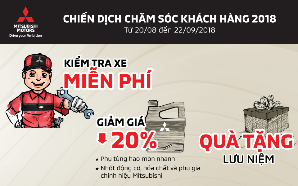Mitsubishi Motors Việt Nam triển khai chiến dịch chăm sóc khách hàng tháng 08 năm 2018